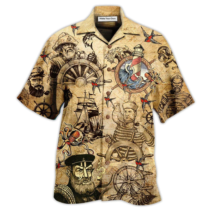 Sailing Sailor Smooth Sea Skilled Hawaiian Shirt Artwork Detail For Resort Trips And Outdoor Activities