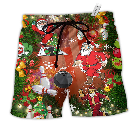Bowling Do You Wanna Solo Bowling With Santa Beach Shorts For Seasonal Summer Travel