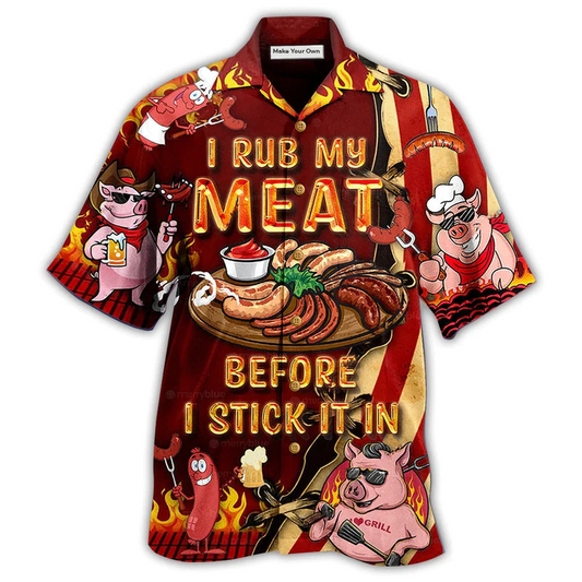 Food Rub Meat Stick Hawaiian Shirt Pattern View For Relaxed Warm Weather Outfits