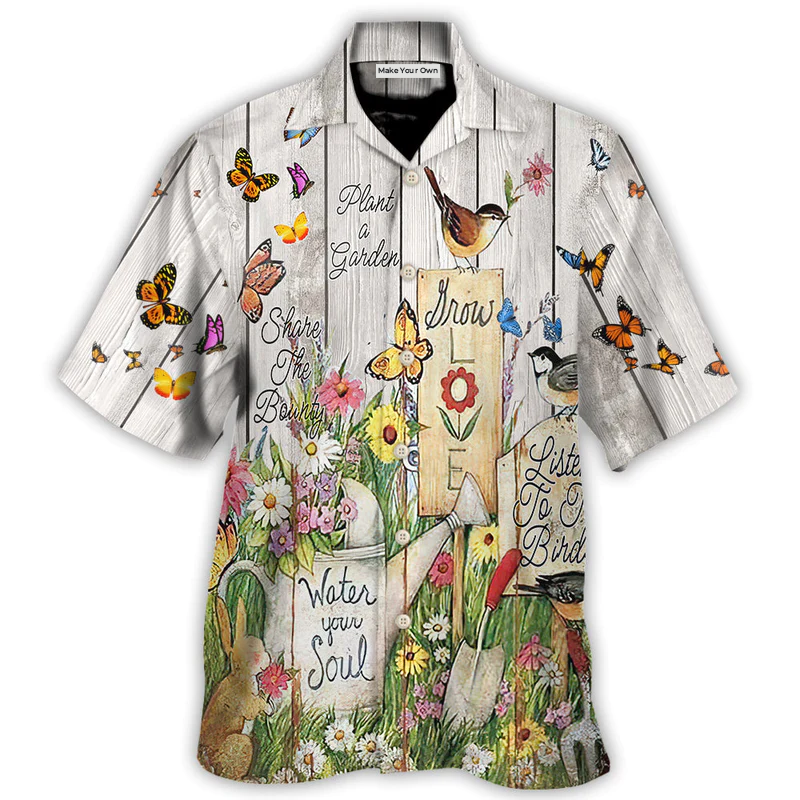 Gardening Plant Garden Birds Hawaiian Shirt All Over Print Detail For Casual Outings