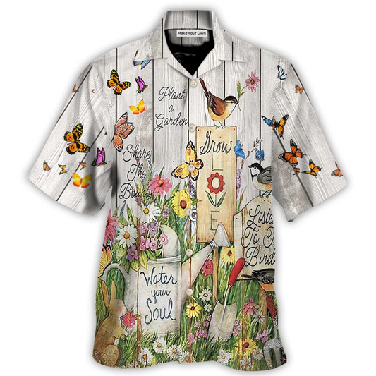 Gardening Plant Garden Birds Hawaiian Shirt All Over Print Detail For Casual Outings