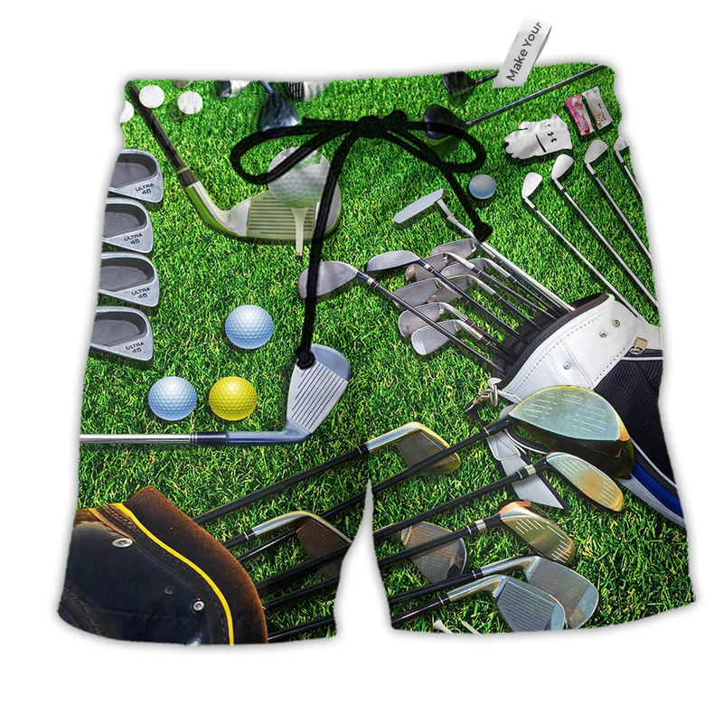 Golf Is Always A Good Idea Green Hawaiian Print Beach Shorts For Sports Fan Vacation Wear