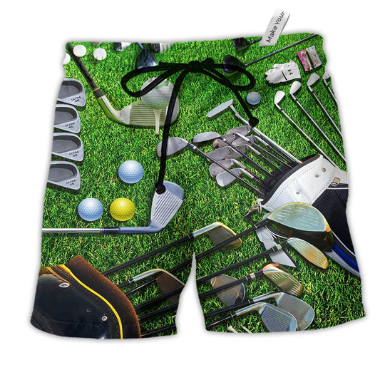 Golf Is Always A Good Idea Green Hawaiian Print Beach Shorts For Sports Fan Vacation Wear