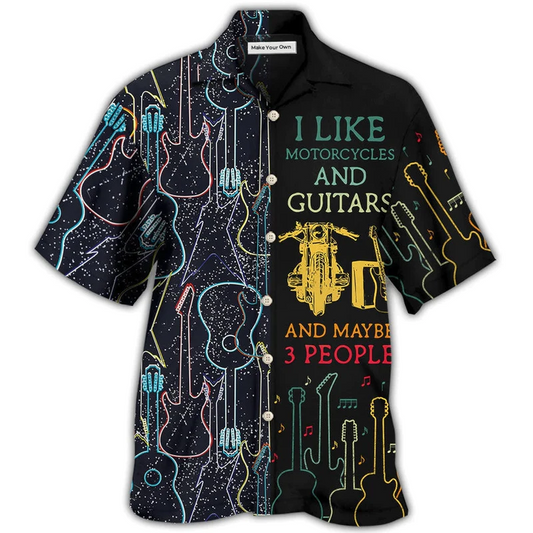 Guitar Motorcycle Hawaiian Shirt For Poolside Relaxation And Sunny Getaways