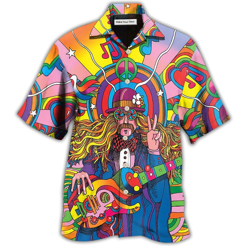 Bohemian Music Rock Hawaiian Shirt Artwork View For Weekend Travel And Beach Style