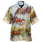 Racing Horse Hawaiian Shirt Collar And Front View For Casual Outings