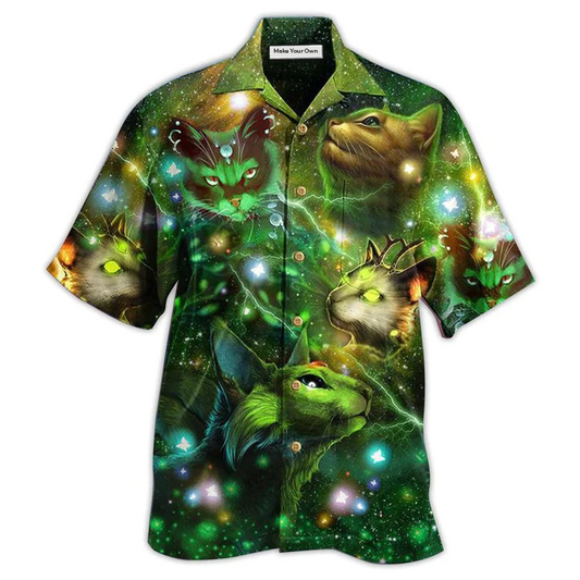 Mystical Cat Night Star Hawaiian Shirt For Coastal Adventures And Warm Weather Wear