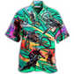 Green Bicycle Shift Mountain Hawaiian Shirt Design Detail For Sunny Adventures And Casual Wear
