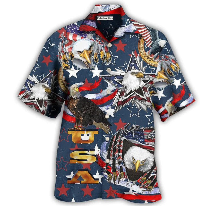 Happy Eagle American Freedom Hawaiian Shirt For Summer Events And Casual Outdoor Wear