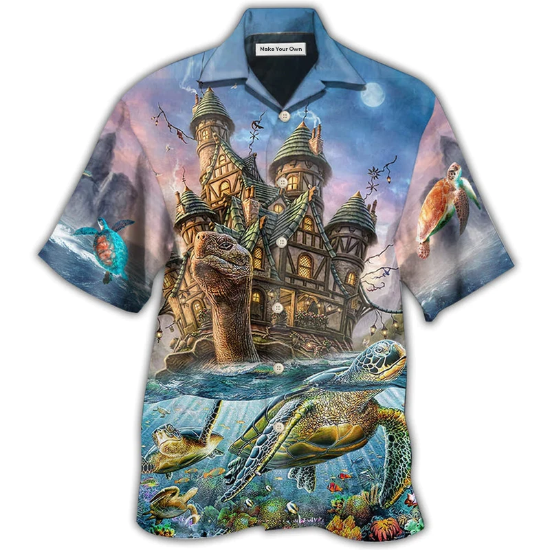 Turtle Play Sea Hawaiian Shirt Artwork View For Weekend Travel And Beach Style