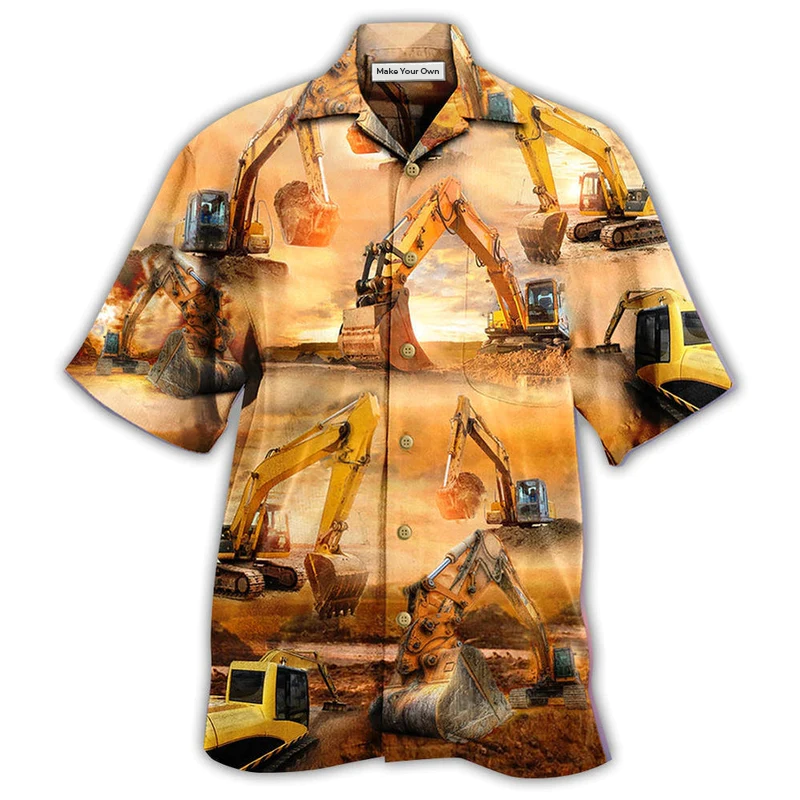 Excavator Hawaiian Shirt For Tropical Travel Beach Gatherings And Comfortable Wear