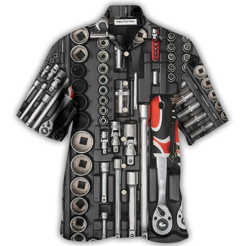 Mechanic Toolbox Amazing Hawaiian Shirt Design View For Casual Summer Styling