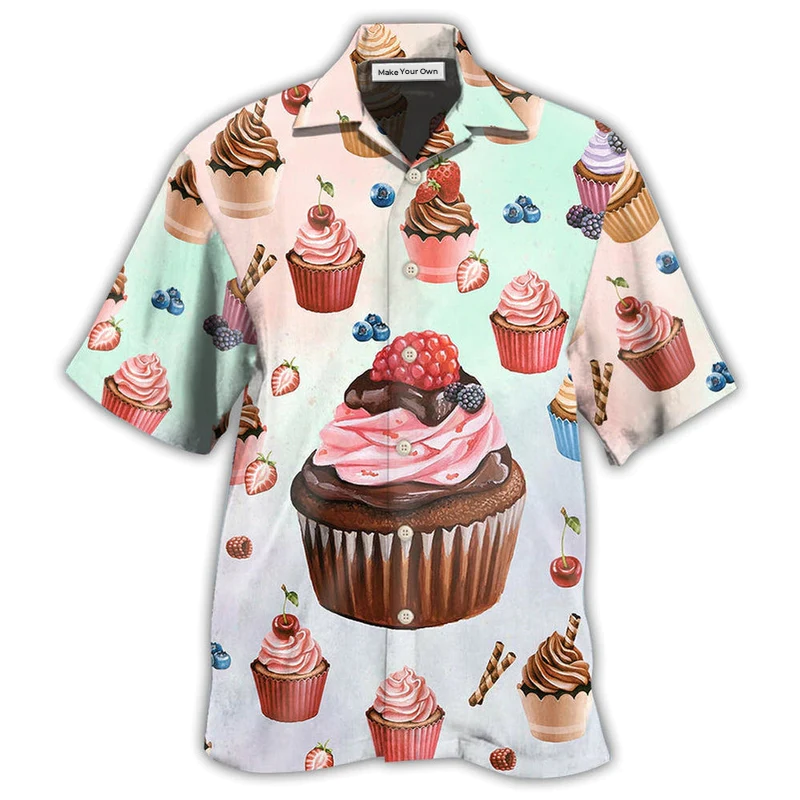 Baking Cupcake Food Hawaiian Shirt Design View For Casual Summer Styling