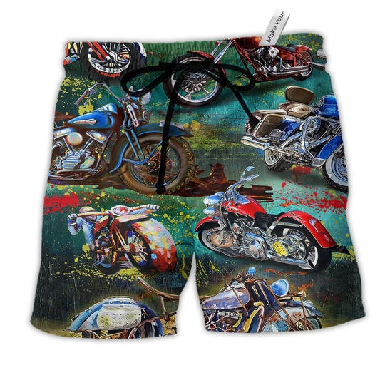 Motorcycle Freedom Is A Full Tank Hawaiian Print Beach Shorts For Patriotic Summer Events