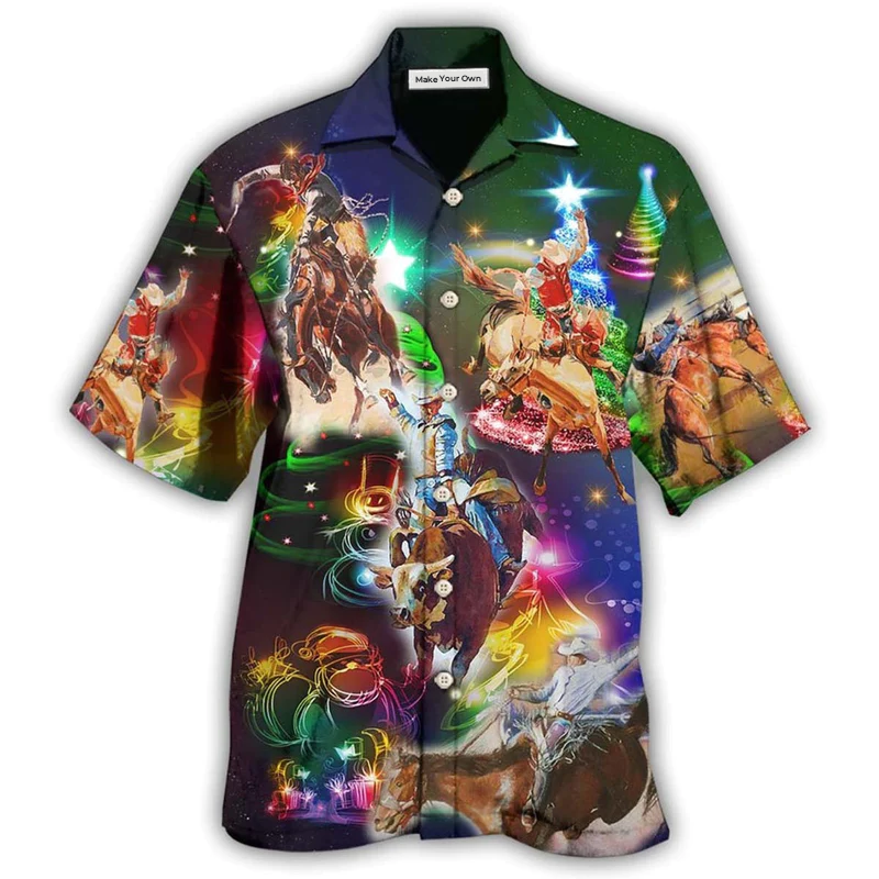 Horse Legacy Rodeo Hawaiian Shirt Artwork Detail For Tropical Trips And Casual Outings
