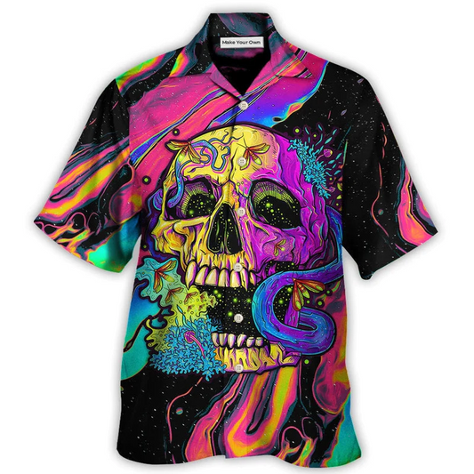 Neon Skull Moth Night Butterfly Hawaiian Shirt Design Detail For Sunny Adventures And Casual Wear