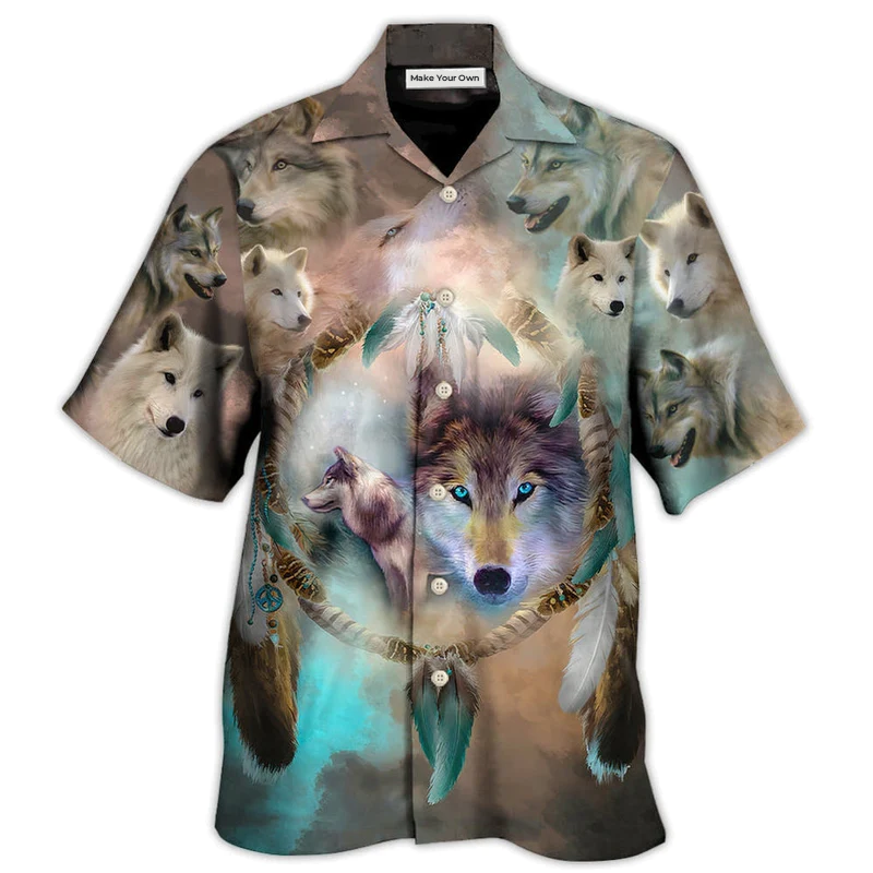 Bohemian Dreamy Wolf American Catcher Hawaiian Shirt For Warm Weather Adventures And Everyday Comfort