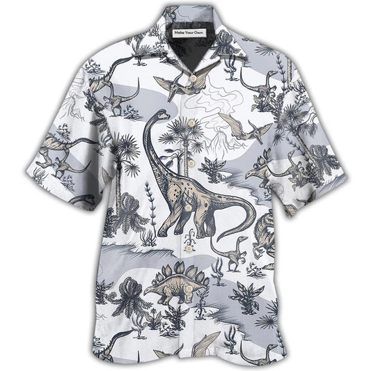 Dinosaur Prehistoric Era Hawaiian Shirt Design Detail For Sunny Adventures And Casual Wear