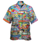 Bohemian Colorful Van Peace Hawaiian Shirt For Resort Getaways And Comfortable Summer Activities