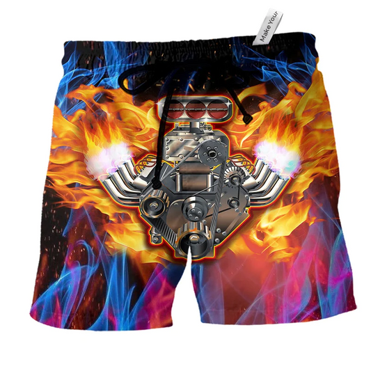 Fire Classic Hot Rod Beach Shorts For Resort Getaways And Relaxed Casual Wear