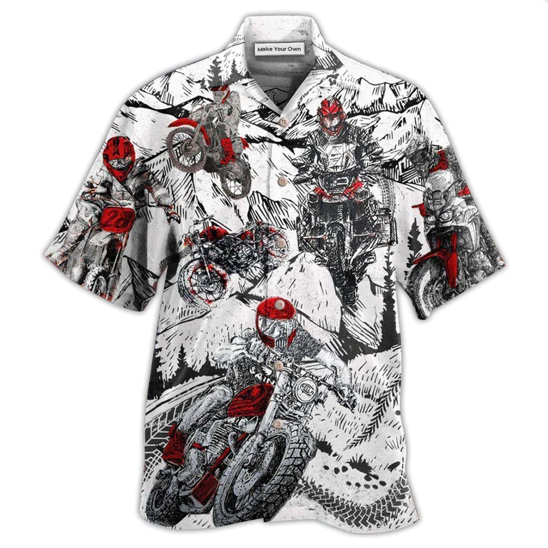 Happy Motorcycle Hawaiian Shirt Artwork View For Weekend Travel And Beach Style