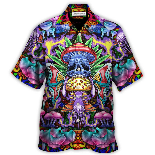 Bohemian Mushroom Skull Hawaiian Shirt For Poolside Relaxation And Sunny Getaways