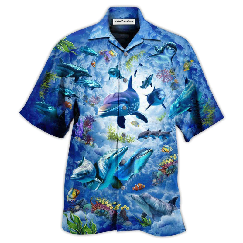 Dolphin Animal Hawaiian Shirt Pattern View For Lightweight Everyday Style