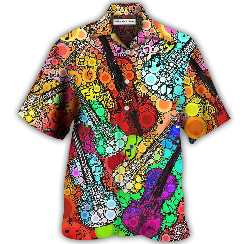 Guitar Hawaiian Shirt For Tropical Travel Beach Gatherings And Comfortable Wear