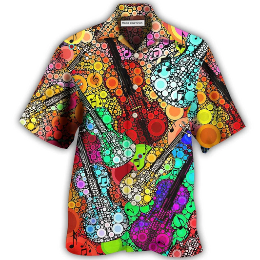 Guitar Hawaiian Shirt For Tropical Travel Beach Gatherings And Comfortable Wear