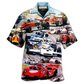 Racing Car Hawaiian Shirt For Resort Travel Summer Outings And Casual Gatherings