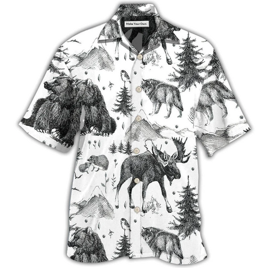 Black Wildlife Hawaiian Shirt For Beach Parties Vacation Travel And Relaxed Casual Style