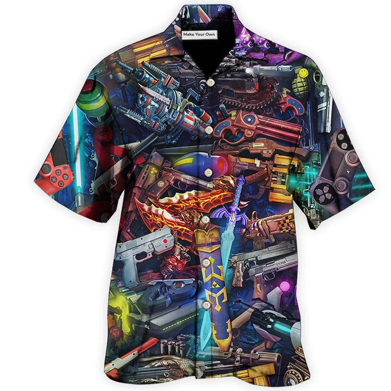 Playful Retro Gaming Hawaiian Shirt For Tropical Escapes Resort Wear And Outdoor Celebrations