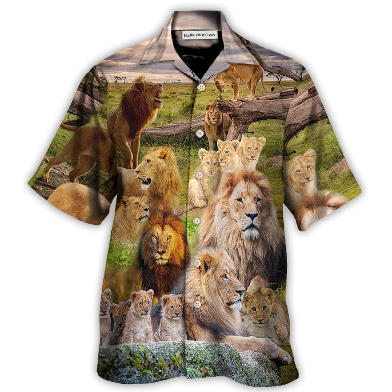 Lion Roars Kill Hawaiian Shirt Detailed Pattern View For Tropical Vacations