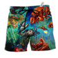 Crab Let's Get Cracking Hawaiian Print Beach Shorts For Beach Days And Coastal Travel