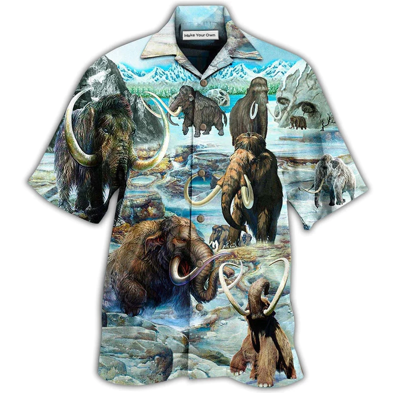 Mammoth Animals Back Alive Hawaiian Shirt Design View For Casual Summer Styling
