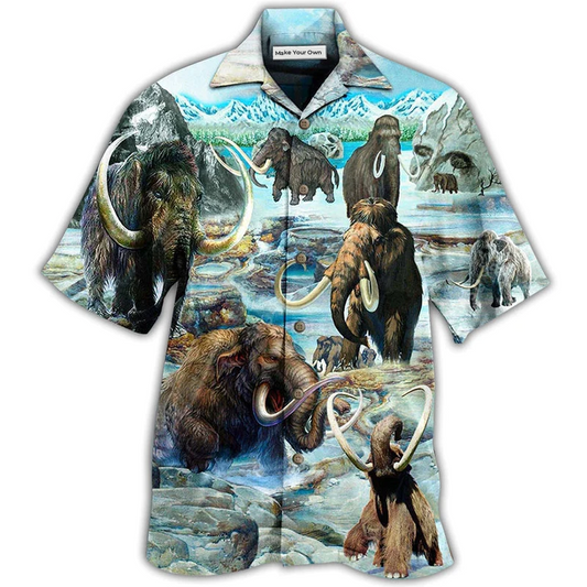 Mammoth Animals Back Alive Hawaiian Shirt Design View For Casual Summer Styling