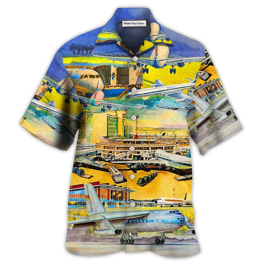 Airplane Hawaiian Shirt For Resort Holidays Beach Travel And Relaxed Casual Fashion