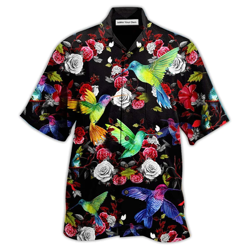 Floral Hummingbird Amazing Hawaiian Shirt Artwork Detail For Resort Trips And Outdoor Activities