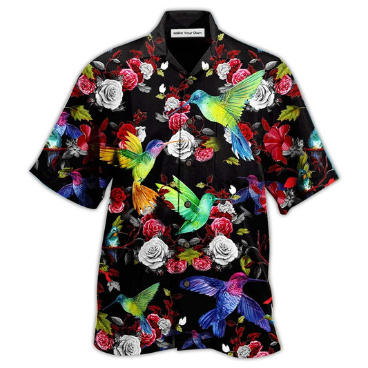 Floral Hummingbird Amazing Hawaiian Shirt Artwork Detail For Resort Trips And Outdoor Activities