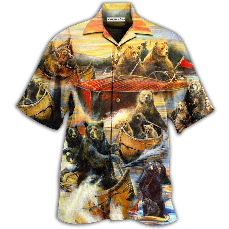 Bear Whatever Floats Boats Win Hawaiian Shirt Design Detail For Beach Days And Holiday Travel