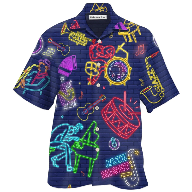 Vintage Jazz Music Hawaiian Shirt For Beach Getaways Resort Outings And Thoughtful Gifting