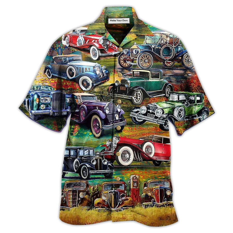 Classic Car Hawaiian Shirt For Beach Vacations Casual Parties And Warm Weather Style