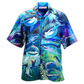 Blue Shark Ocean Hawaiian Shirt For Vacation Days And Relaxed Coastal Outings