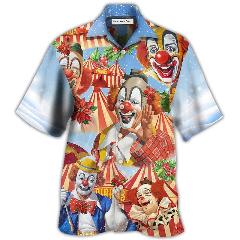 Christmas Floral Clown Hawaiian Shirt For Tropical Travel Beach Gatherings And Comfortable Wear