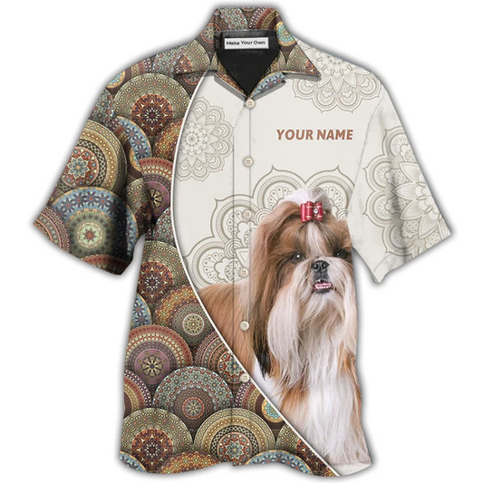 Mandala Shih Tzu Hawaiian Shirt For Tropical Escapes Resort Wear And Outdoor Celebrations