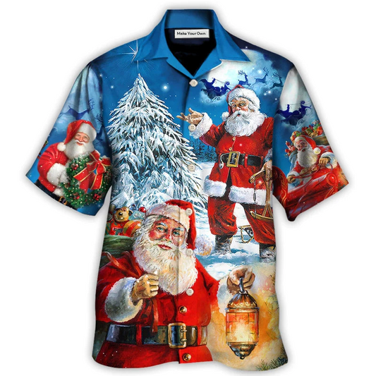Watercolor Christmas Story Nights Hawaiian Shirt Pattern Detail For Vacation Travel And Daily Wear
