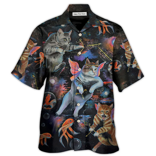 Cat Cupid Goldfish Heaven Hawaiian Shirt For Coastal Adventures And Warm Weather Wear
