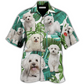 Tropical Dog Bichon Frise Leaf Hawaiian Shirt For Summer Vacation And Beach Travel