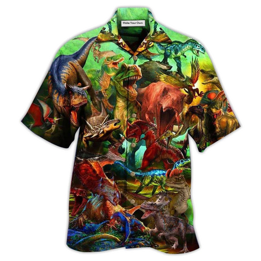 Dinosaur Strong War Hawaiian Shirt Design View For Casual Summer Styling