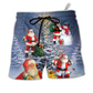 Christmas Light Santa Tree Beach Shorts For Oceanfront Escapes And Bright Seasonal Outfits